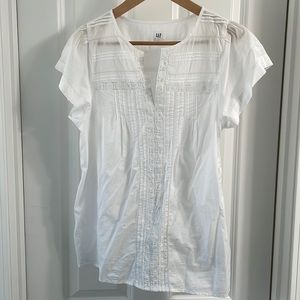 Gap - White Cotton shirt with lace detailing - Small Tall